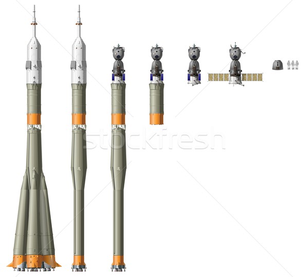 Hi-detailed space rocket with spaceship Stock photo © mechanik
