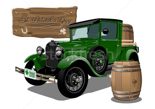 Vector Saint Patrick's vintage cartoon beer truck Stock photo © mechanik