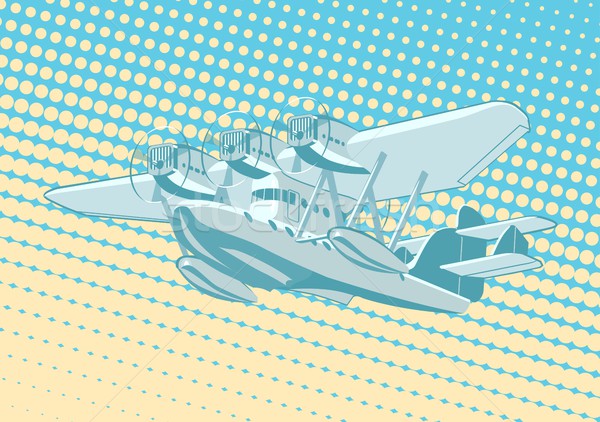 Cartoon Retro Sea Plane Stock photo © mechanik