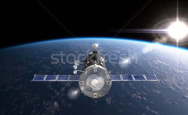 Raumschiff Orbit Erde Himmel Sonne Sonnenuntergang Stock foto © mechanik