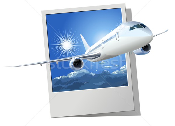 Handlowych samolot działalności niebo film prędkości Zdjęcia stock © mechanik