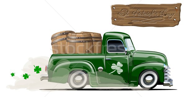 Vector Saint Patrick's retro cartoon beer pick-up Stock photo © mechanik