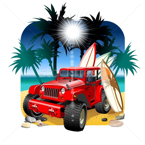 вектора Cartoon 4x4 автомобилей пляж eps10 Сток-фото © mechanik