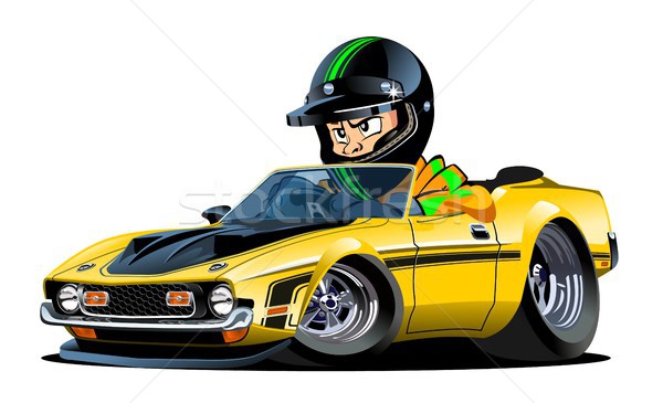Cartoon retro sport car with driver isolated Stock photo © mechanik