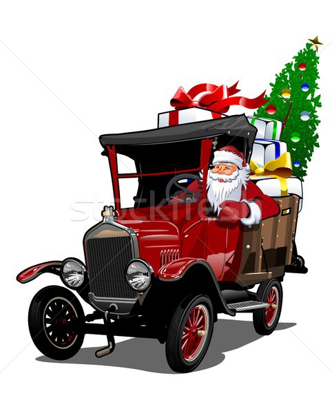 Stock photo: Cartoon retro Christmas truck