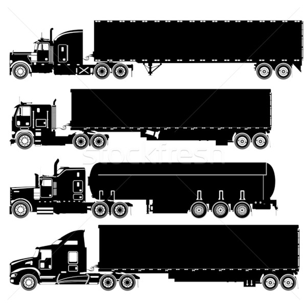 Stock photo: Vector detailed trucks silhouettes set
