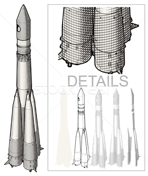 Space Rocket at Engraving style Stock photo © mechanik