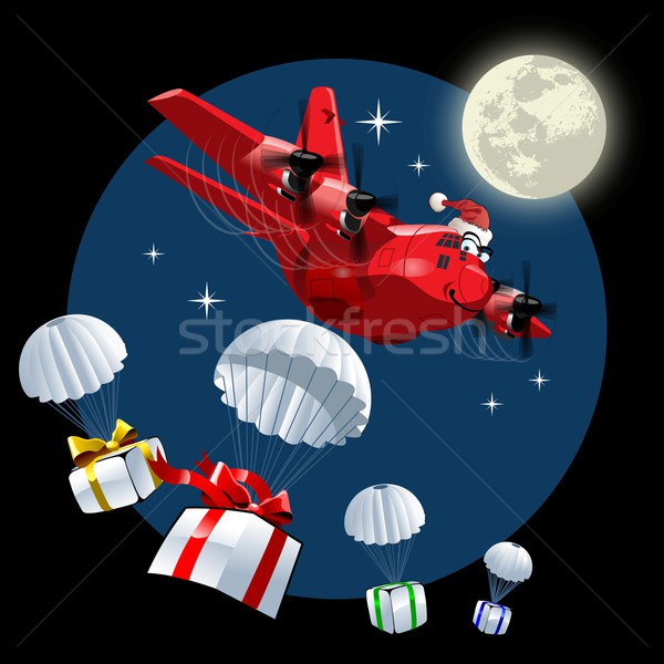 Vector Cartoon Christmas Cargo Airplane Stock photo © mechanik