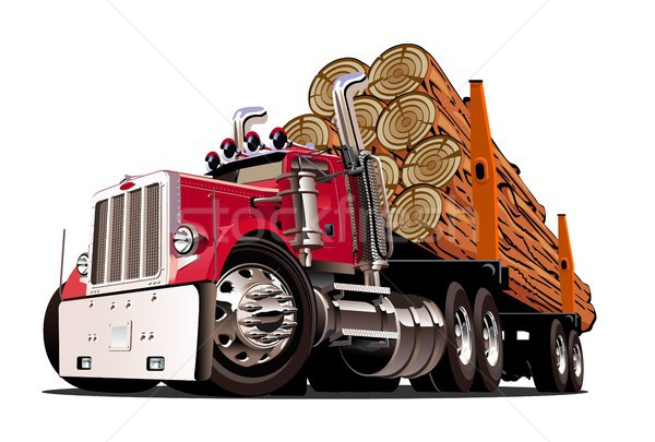 Cartoon logging truck Stock photo © mechanik
