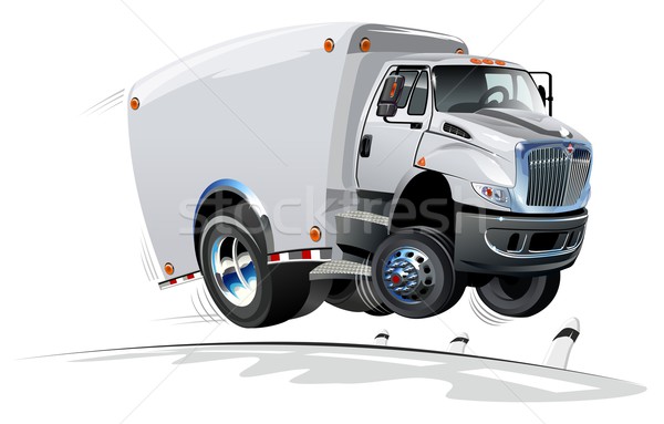 Desen animat livrare încărcătură camion izolat alb Imagine de stoc © mechanik