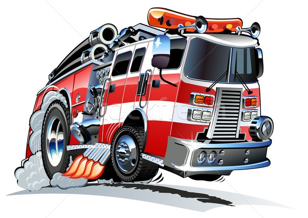 ベクトル 漫画 消防車 eps10 フォーマット グループ ストックフォト © mechanik