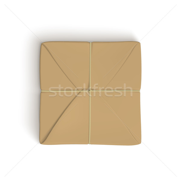 Realistic template of parcel wrapped up with brown paper Stock photo © Mediaseller