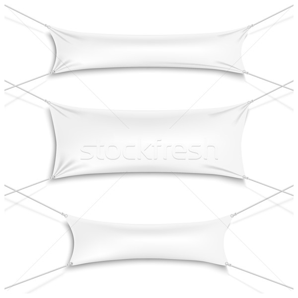 Textiles bannières blanche réaliste ombre vecteur [[stock_photo]] © Mediaseller