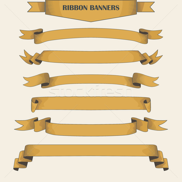 Vintage ribbon banners, hand drawn set Stock photo © Mediaseller