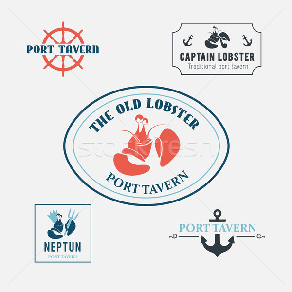 Stock photo: Seafood labels and design elements