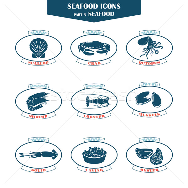 Seafood icons. Fish icons Stock photo © Mediaseller