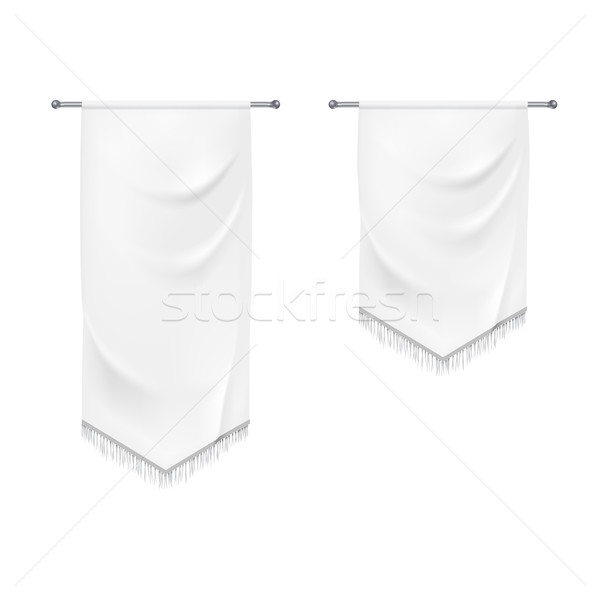 [[stock_photo]]: Réaliste · blanche · textiles · bannières · design · signe
