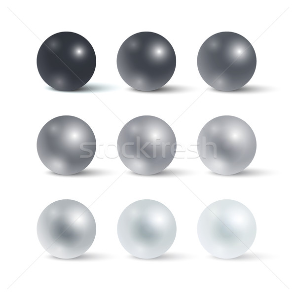 Set of realistic greyscale spheres Stock photo © Mediaseller