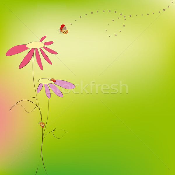[[stock_photo]]: Printemps · coloré · fleur · coccinelle · résumé · printemps