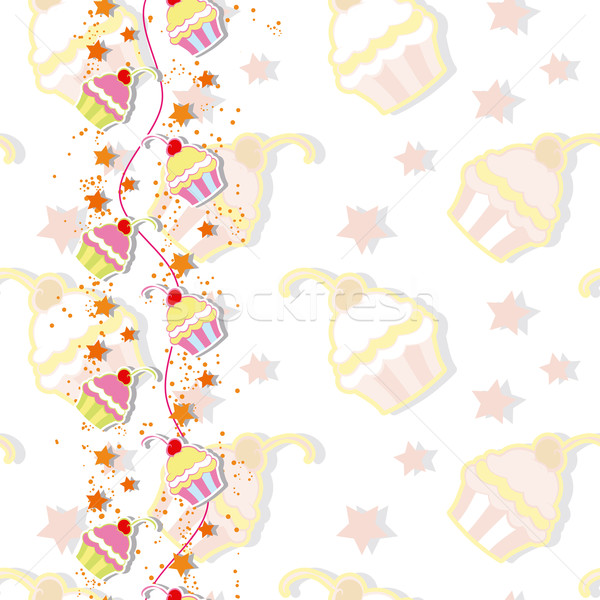 Farbenreich Kirsche Cupcake Einladungskarte Essen Stock foto © meikis