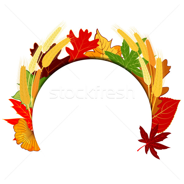 Thanksgiving Colorful Autumn Leaf with Golden Wheat Background Stock photo © meikis