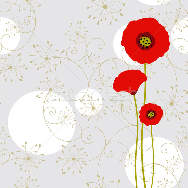 Abstract red poppy on seamless pattern background Stock photo © meikis