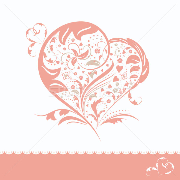 Abstract Flower Heart Shape Invitation Card Vector Illustration