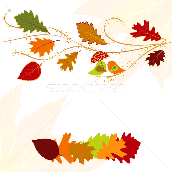 Outono folha cartão abstrato verde vermelho Foto stock © meikis
