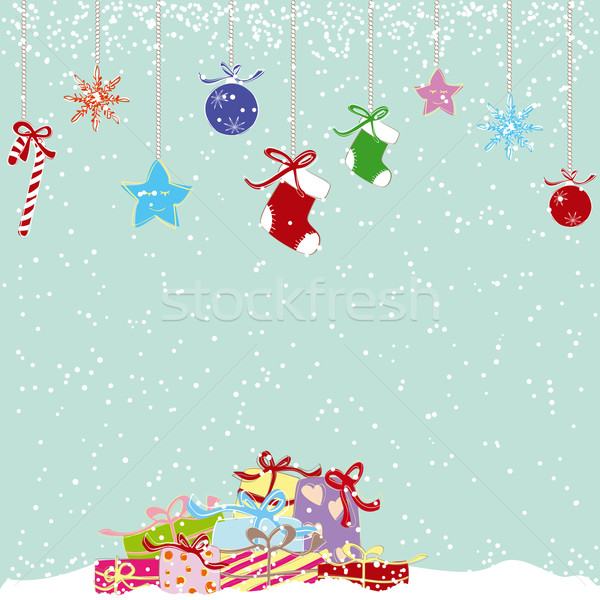 Photo stock: Coloré · cute · Noël · carte · de · vœux · résumé · lumière