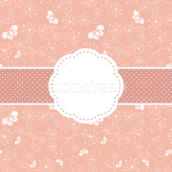 [[stock_photo]]: Printemps · rose · floral · papillon · carte · de · vœux · printemps