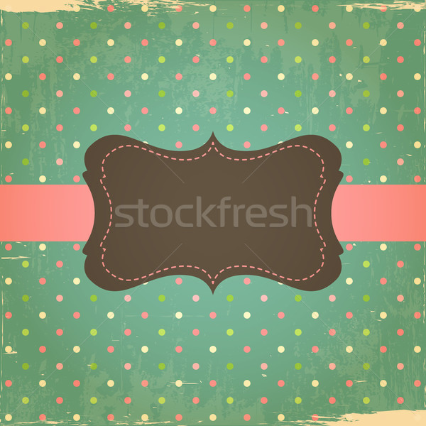 Stock photo: Retro Grunge Polka Dot Background with Label
