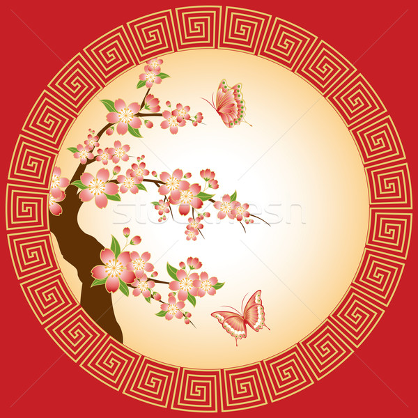 Capodanno cinese biglietto d'auguri coniglio frame rosso wallpaper Foto d'archivio © meikis