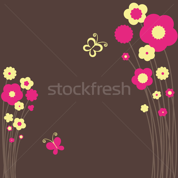 Tavasz virágmintás pillangó képeslap virág boldog Stock fotó © meikis
