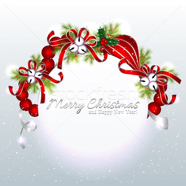 Czerwony srebrny christmas ozdoba zimą karty Zdjęcia stock © meikis
