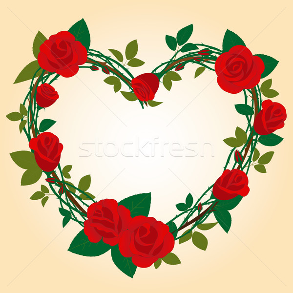 Rose Red Forme De Coeur Fleur Cadre Mariage