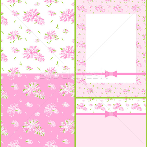 Stock photo: Set of Colorful Flower Seamless Pattern Card Design