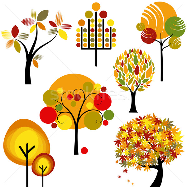 set of abstract autumn tree Stock photo © meikis