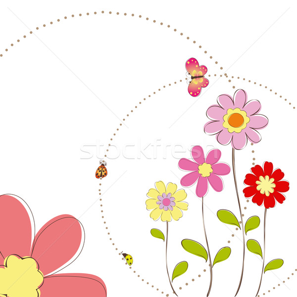Primavara Colorat Flori Fluture Felicitare Primăvară Ilustratie Vectoriala C Meikis 2422753 Stockfresh