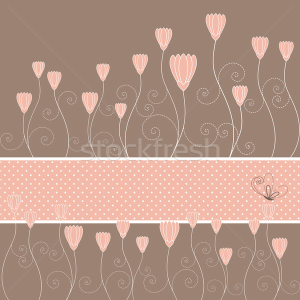 Photo stock: Printemps · rose · floral · papillon · carte · de · vœux · printemps