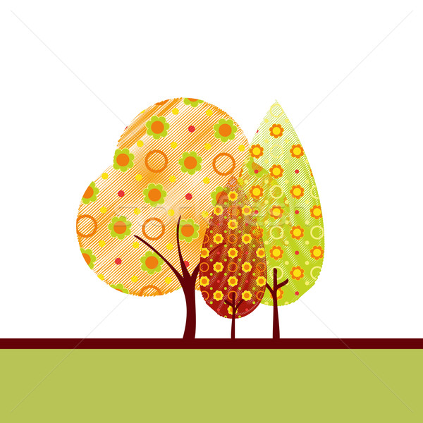 Stock foto: Abstrakten · farbenreich · Herbst · Baum · weiß · grünen