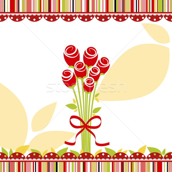 Foto stock: Primavera · amor · cartão · rosa · vermelha · flores · colorido