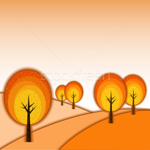 [[stock_photo]]: Résumé · automne · arbre · paysage · coloré · papier
