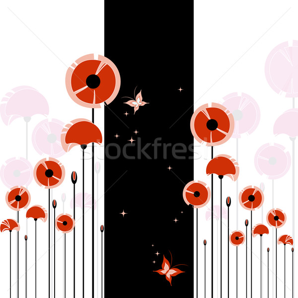 Abstract red poppy on black and white background Stock photo © meikis