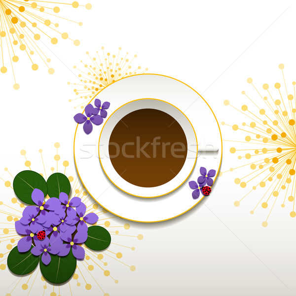 Frühling african violett Tasse Kaffee Blume Stock foto © meikis