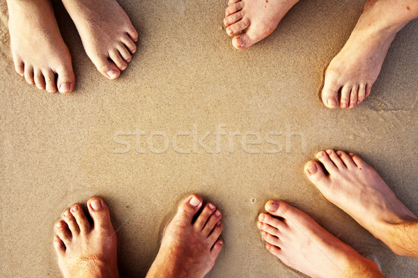 Foto stock: Praia · família · pai · mãe · dois · amor