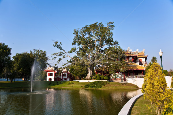 beautiful buildings and park in the Sommerpalace Bang Pa In Stock photo © meinzahn