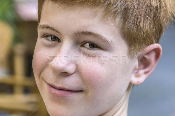 Aranyos mosolyog gyermek vörös haj fiú Stock fotó © meinzahn