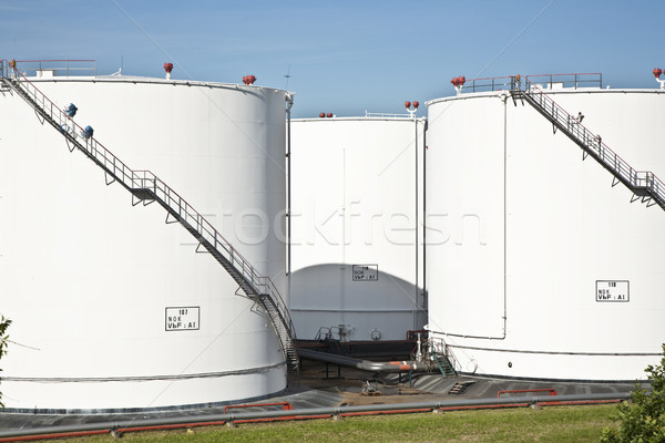 Fehér tank farm kék ég kék tiszta égbolt Stock fotó © meinzahn