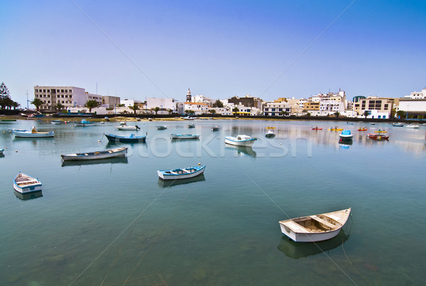 Charco de San Gines, the laguna at the city of Arrecife with boa Stock photo © meinzahn