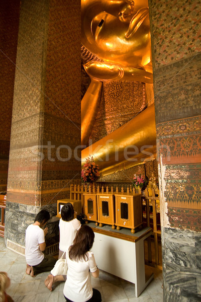 famous lying buddha in temple Wat Pho in Bangkok Stock photo © meinzahn